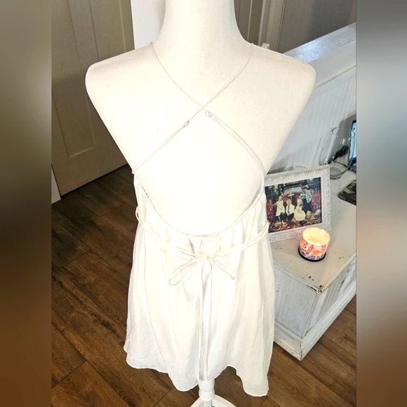 NWT' - BANANA REPUBLIC - White Linen Style Dress, Backless with Straps, Size L - Picture 4 of 7